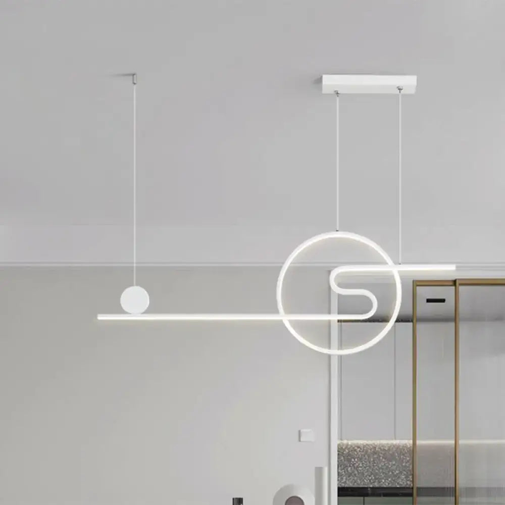 Modern decorbites minimal acrylic linear island light with warm white light in black white gold finish and sun cloud design