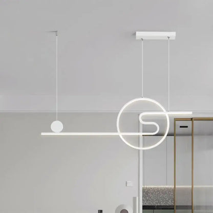 Modern decorbites minimal acrylic linear island light with warm white light in black white gold finish and sun cloud design