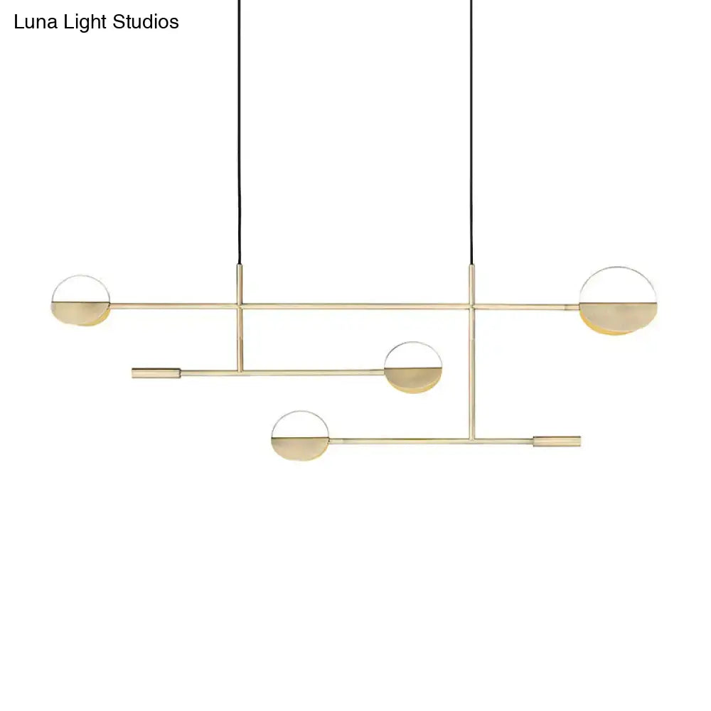 DecorBites minimalist black gold pendant light with clear glass domes and metal frame for dining room island lighting