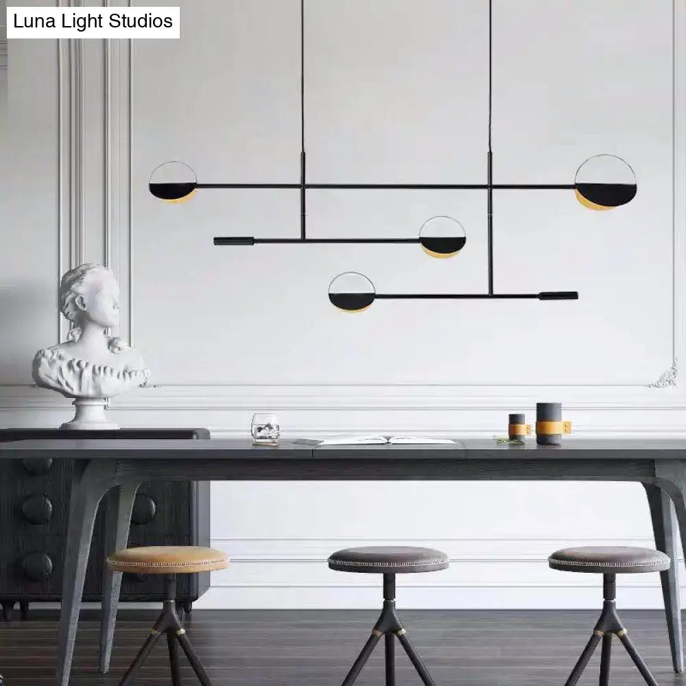 DecorBites minimalist 3-arm black gold pendant light with spherical shades for dining room island lighting