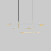 DecorBites™ minimalist black gold pendant light with geometric design and clear glass orbs for dining room island