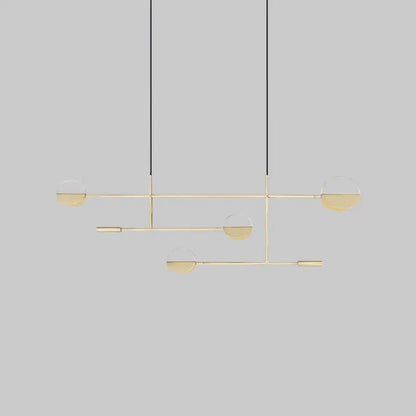DecorBites™ minimalist black gold pendant light with geometric design and clear glass orbs for dining room island