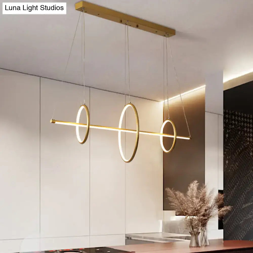 Decorbites minimalist acrylic led modern ceiling light in black and gold with three circular rings for 110v-120v 220v-240v use