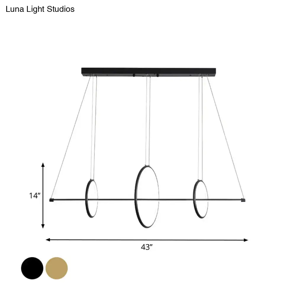 Decorbites minimalist acrylic led pendant lamp in black gold with three rings modern ceiling light 110v-120v 220v-240v