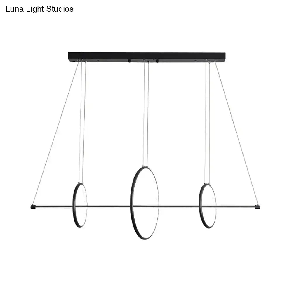 DecorBites minimalist acrylic LED pendant lamp in black with three circular rings modern ceiling light 110v-120v 220v-240v