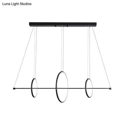 DecorBites minimalist acrylic LED pendant lamp in black with three circular rings modern ceiling light 110v-120v 220v-240v