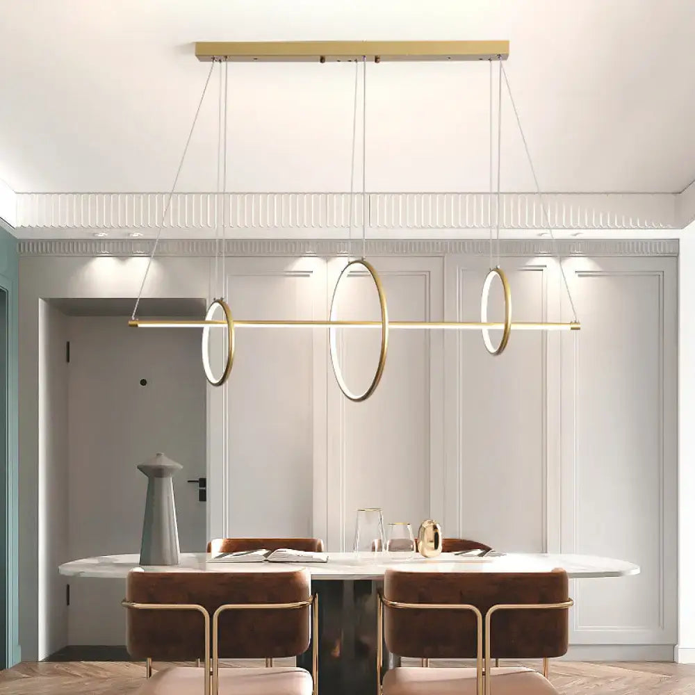 Modern ceiling light decorbites™ gold-toned acrylic pendant lamp with three rings for 110v-120v and 220v-240v use