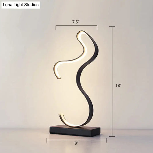 DecorBites minimalist aluminum led table lamp with sleek black and white design and remote control for living room lighting