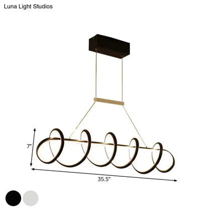 Modern black and gold spiral ceiling light with interlocking circular rings for dining room 220v-240v 110v-120v