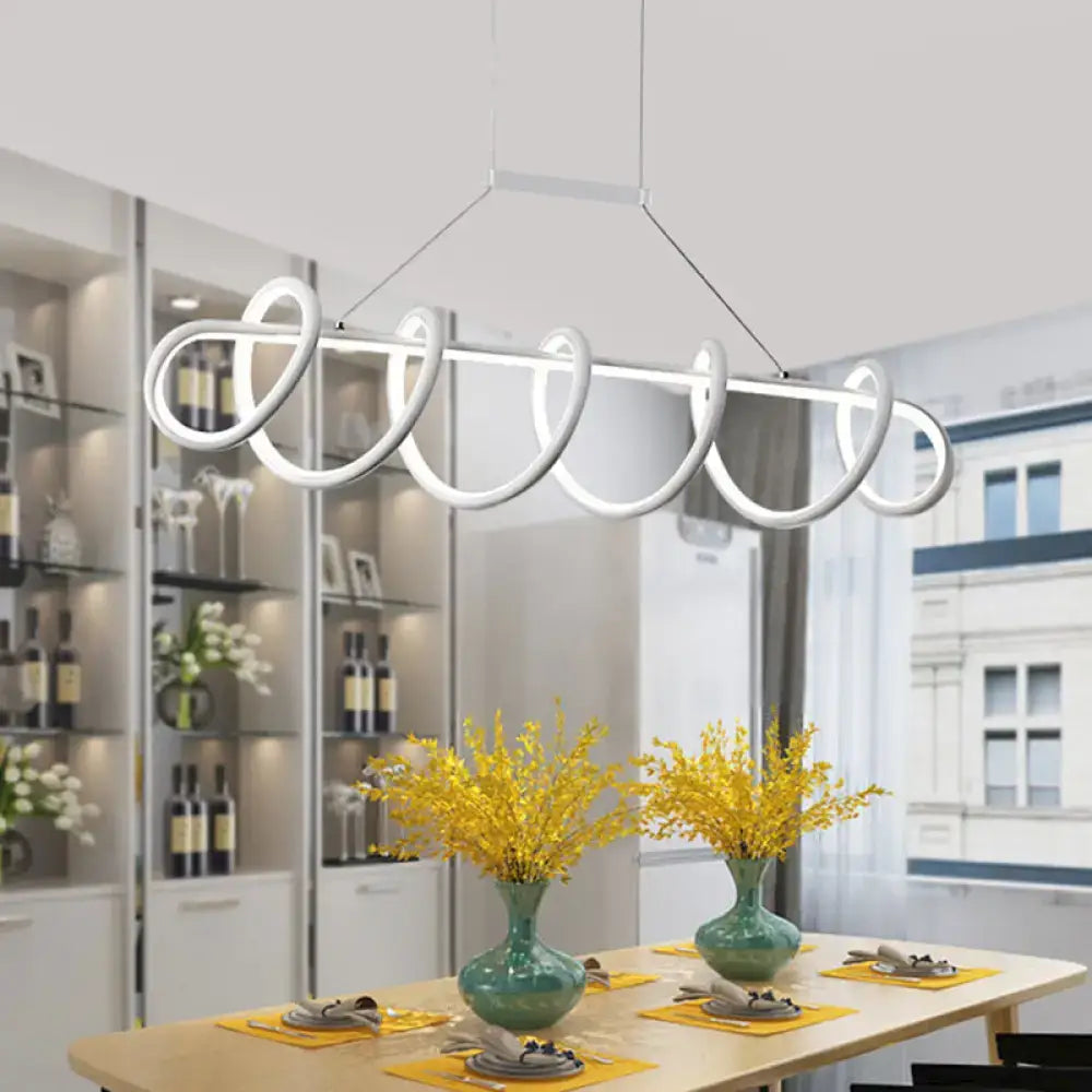DecorBites minimalist black and white LED ceiling light with sleek looping design for dining room 220v-240v 110v-120v