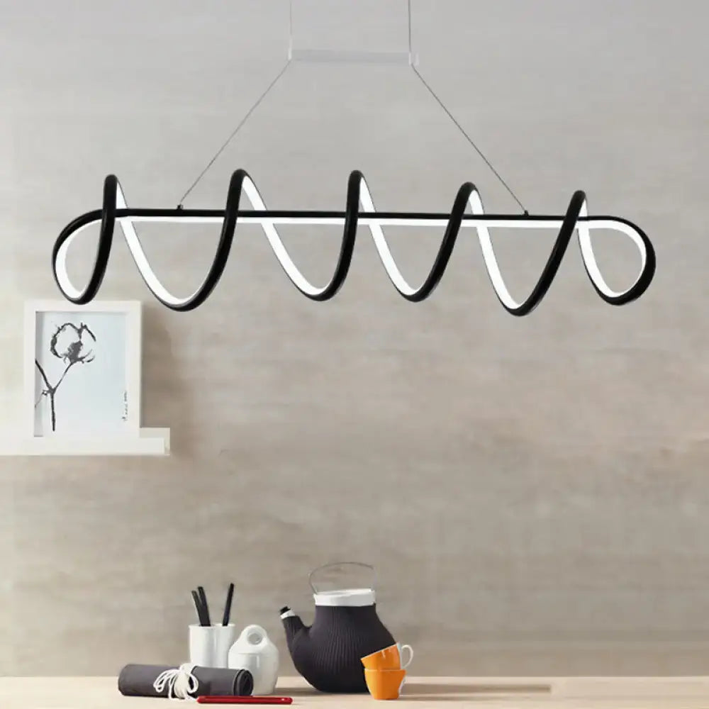 Decorbites™ minimalist black and white led ceiling light with sleek wavy design for dining room 220v-240v and 110v-120v