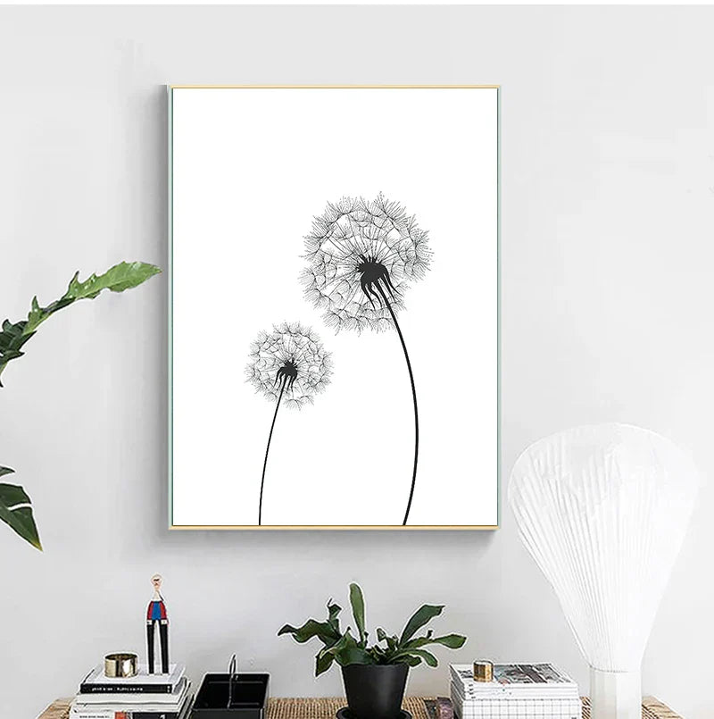 ’Minimalist Dandelion Canvas Wall Art Set’ - Posters
