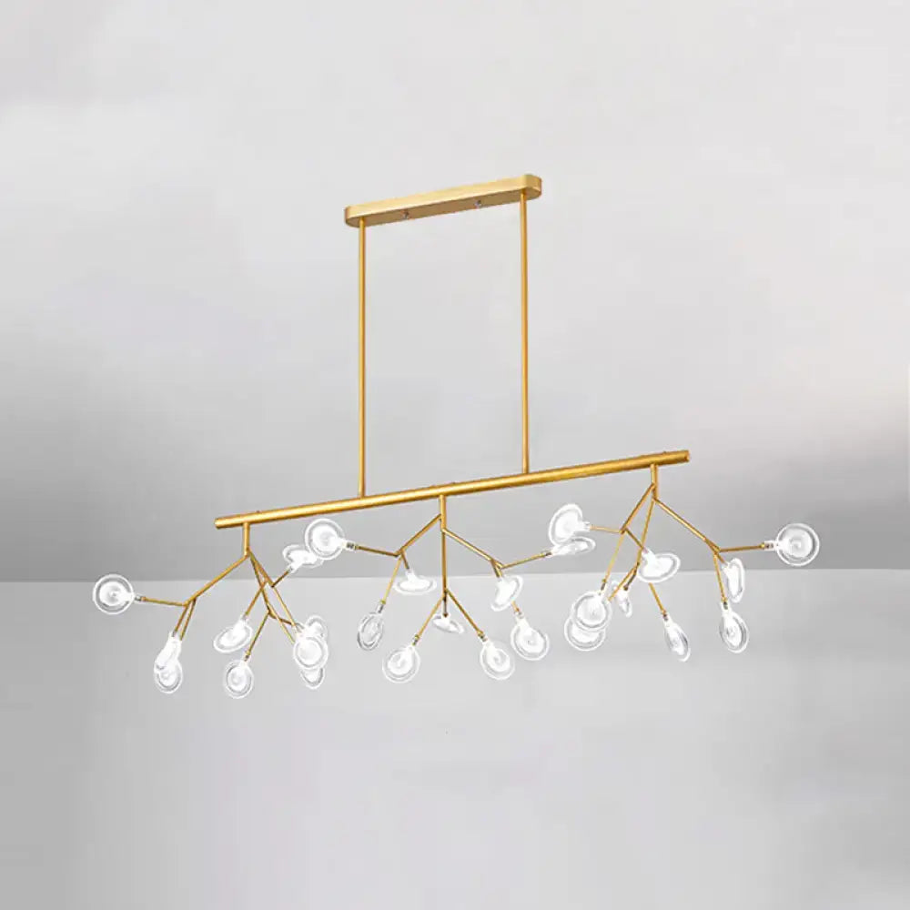 Decorbites minimalist firefly island glass lamp with gold-toned bulb base and white clear globe bulbs for dining room