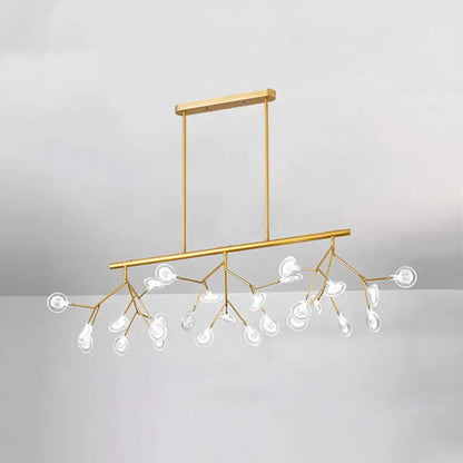 Decorbites minimalist firefly island glass lamp with gold-toned bulb base and white clear globe bulbs for dining room