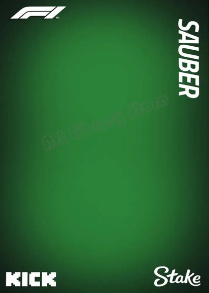 Decorbites™ minimalist formula 1 canvas wall art featuring solid green sauber team background with white text and logos