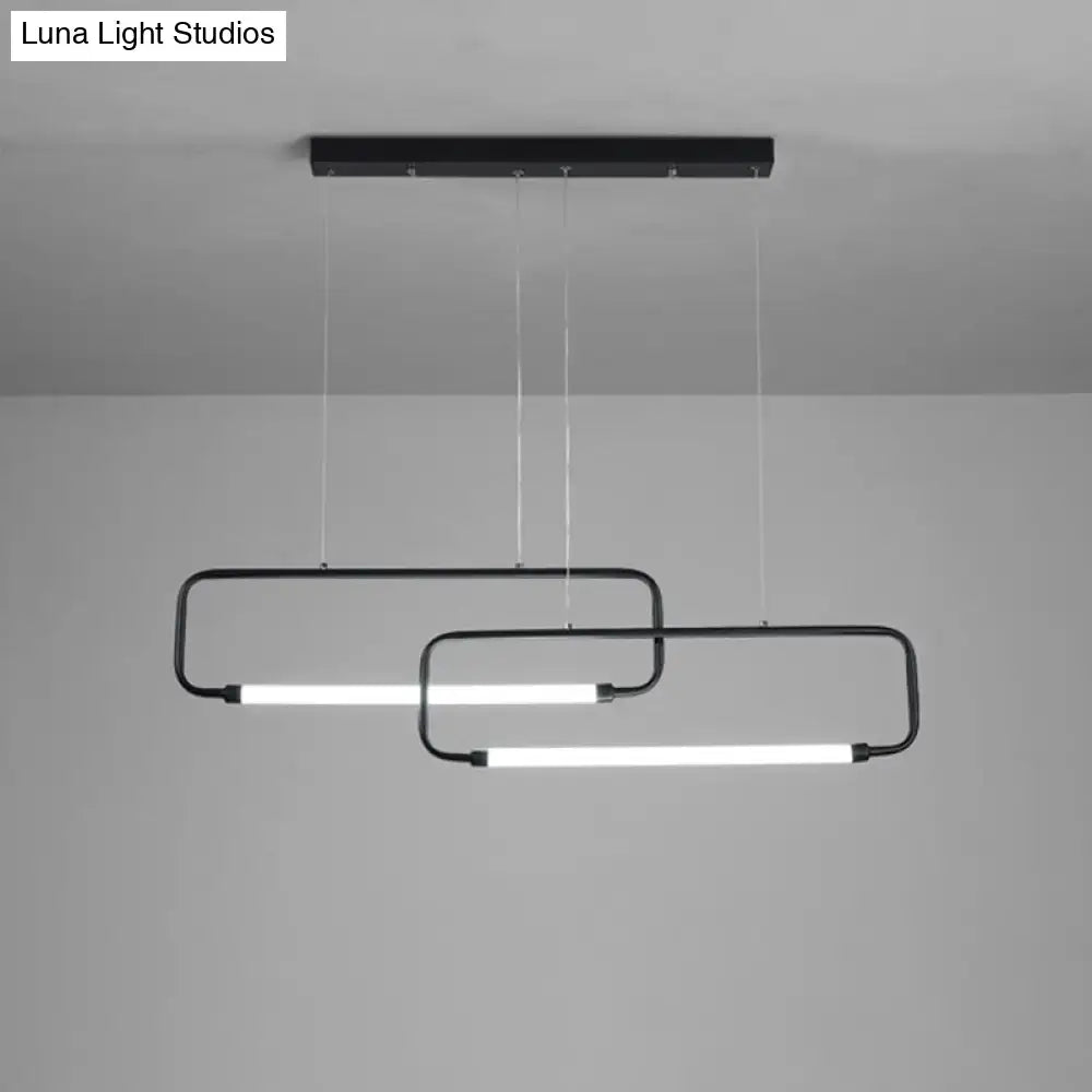 Decorbites™ minimalist geometric led dining room pendant light in black with sleek design and glowing white led strips