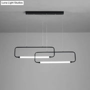 Decorbites™ minimalist geometric led dining room pendant light in black with sleek design and glowing white led strips