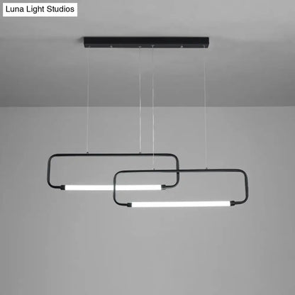 Decorbites™ minimalist geometric led dining room pendant light in black with sleek design and glowing white led strips