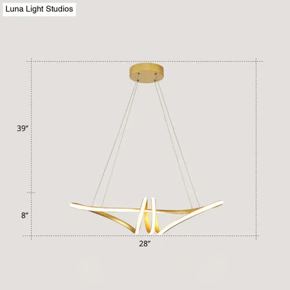 Gold finish decorbites™ minimalist twist island light fixture with sleek intertwined arms and led lighting for restaurants