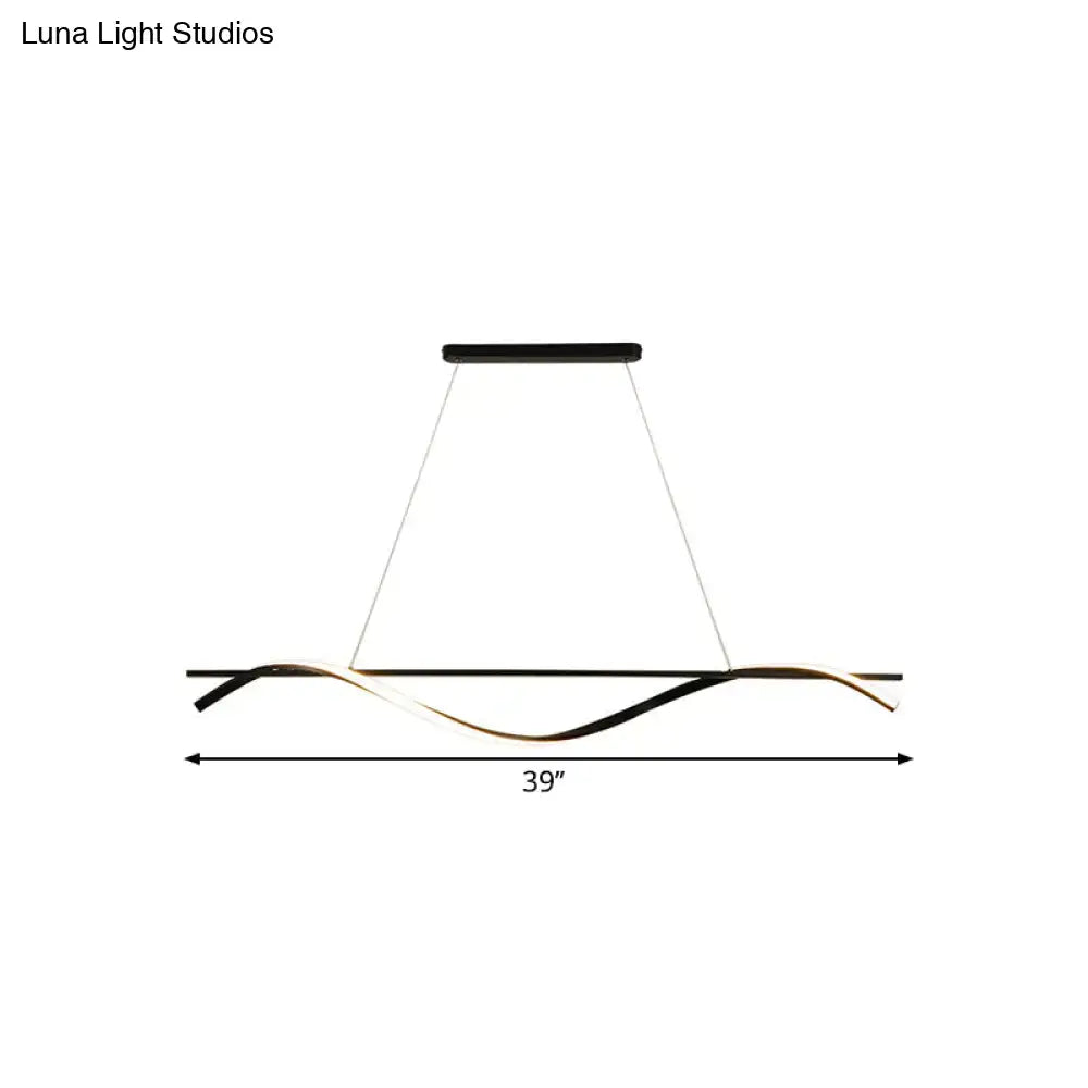 Modern black and gold led pendant hanging island light with sleek flowing design for dining room by decorbites