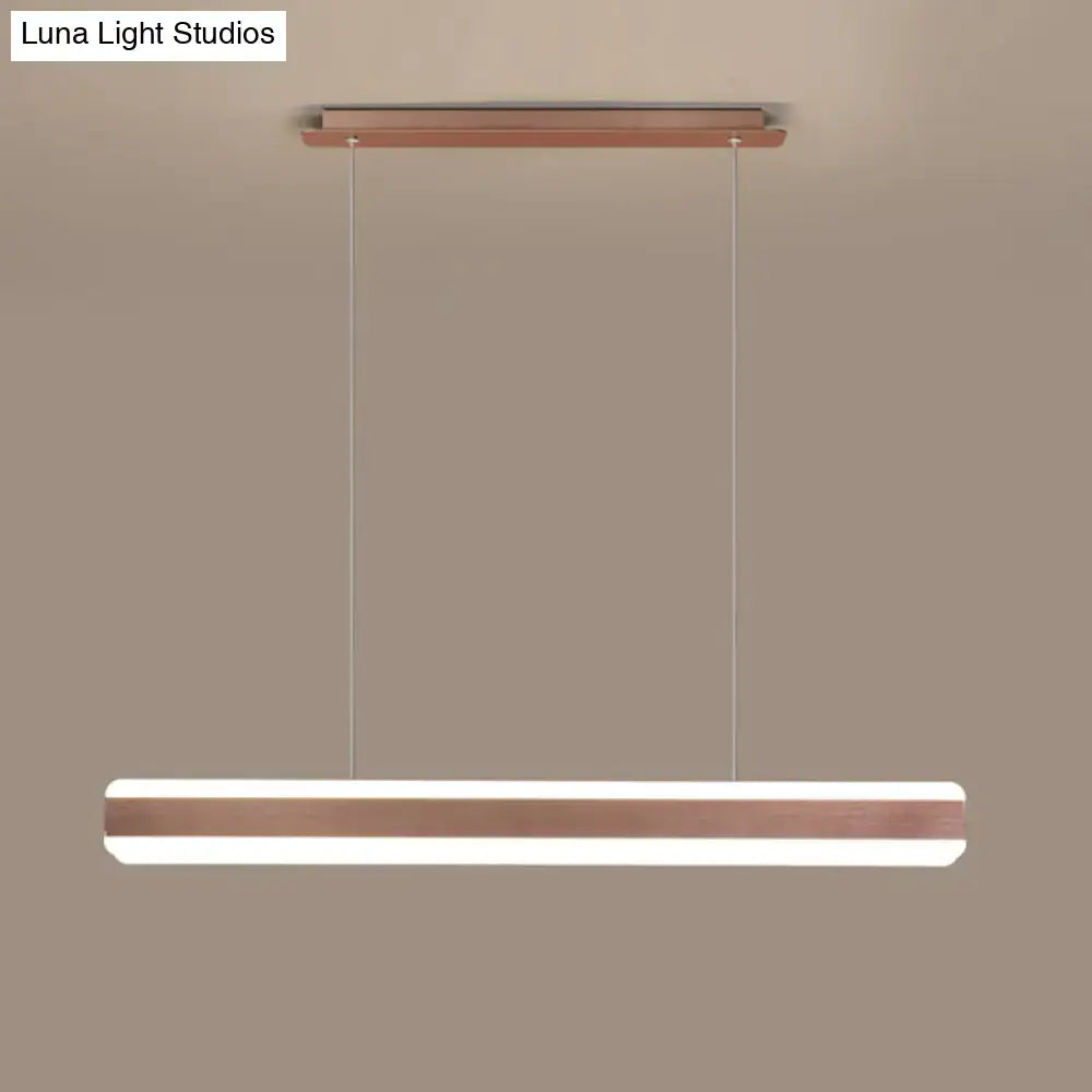 DecorBites™ minimalist led island pendant with copper finish and frosted glass diffuser linear acrylic hanging light