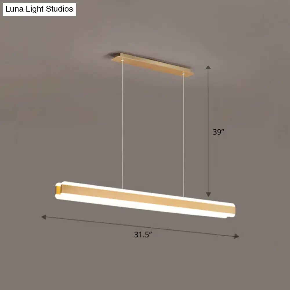 Modern decorbites™ minimalist led island pendant with warm white acrylic hanging light framed by wood for dining room