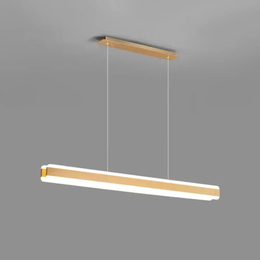 DecorBites™ minimalist led island pendant with warm gold metal accents and linear acrylic hanging light for dining room