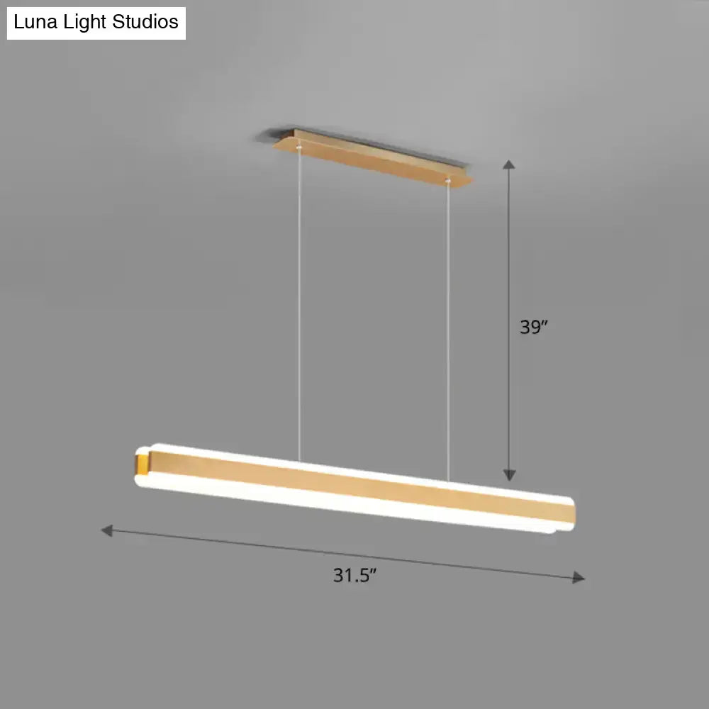Modern decorbites™ minimalist led island pendant with warm wood finish linear acrylic hanging light for dining room