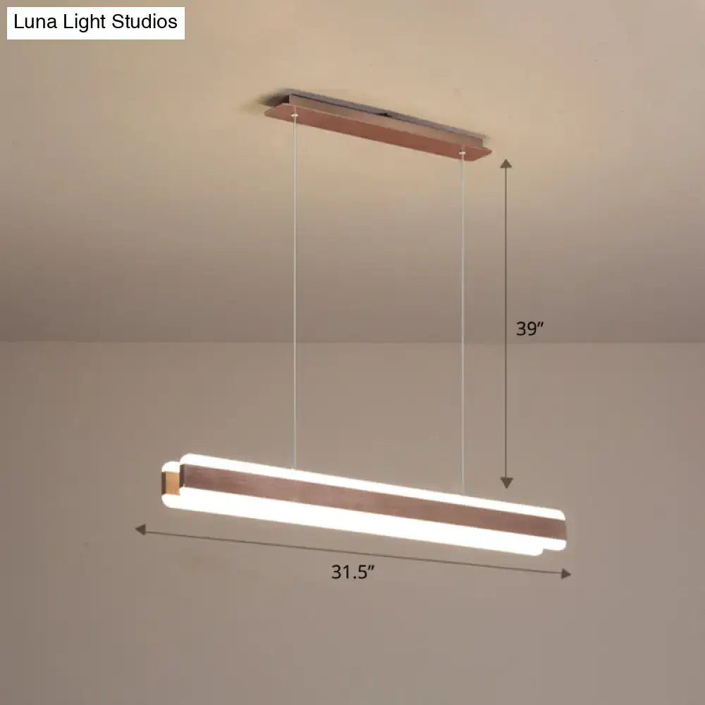 Modern decorbites™ minimalist led island pendant with linear acrylic hanging light in white and bronze finish for dining room