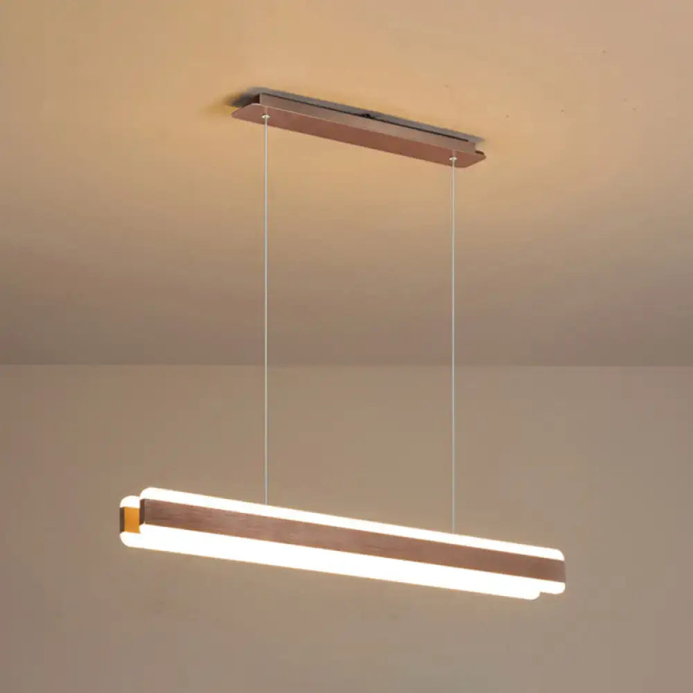 DecorBites™ minimalist led island pendant with sleek metallic frame and warm white linear acrylic hanging light illumination