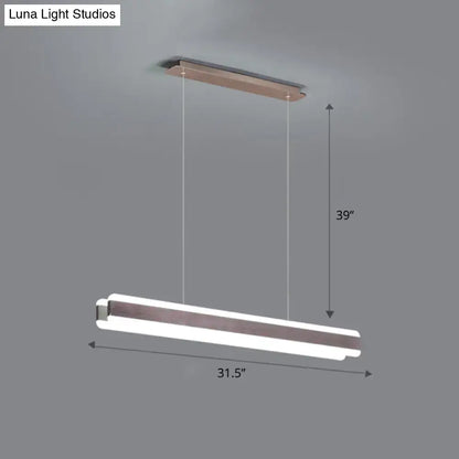 Modern decorbites™ minimalist led island pendant with linear acrylic hanging light in white and bronze for dining room
