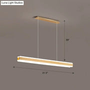 DecorBites™ minimalist led island pendant with warm white acrylic hanging light and wood-toned accents for dining room