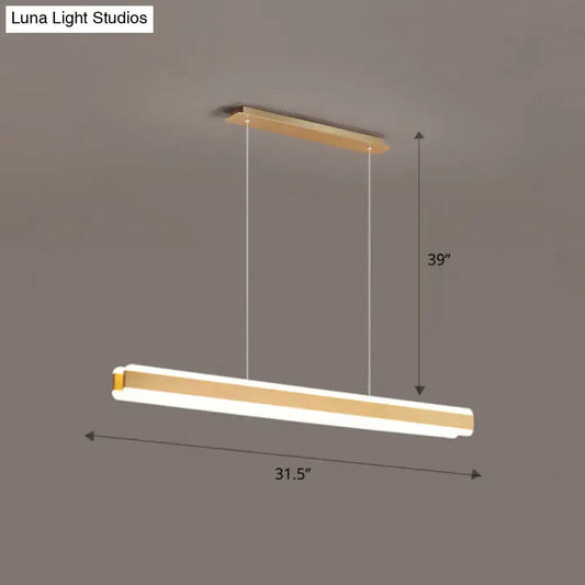 DecorBites™ minimalist led island pendant with warm white acrylic hanging light and wood-toned accents for dining room