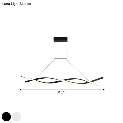 Modern black and white decorbites minimalist linear led pendant light with twisted acrylic shade for restaurants