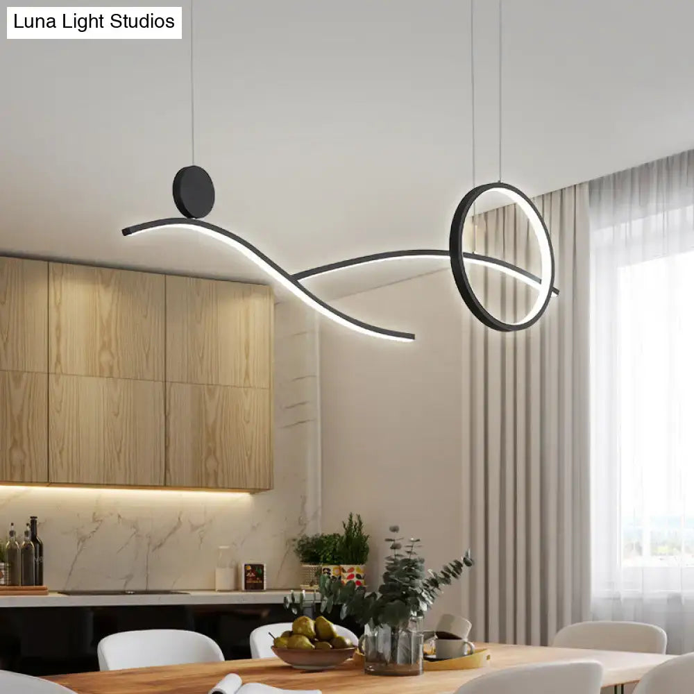 DecorBites™ minimalist black and white metal led hanging light with sleek geometric design for dining room use