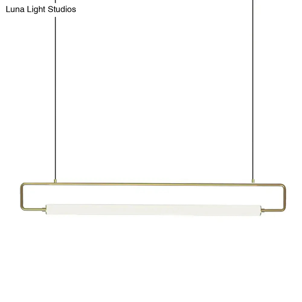Decorbites minimalist metal led ceiling light with brass frame and white diffuser for dining room fixture height adjustment