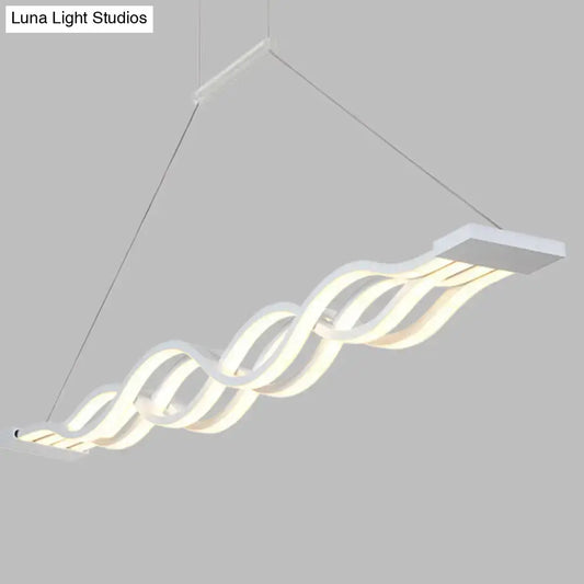 Modern white led acrylic pendant lamp with wavy suspended lighting design as a minimalist suspended lighting fixture