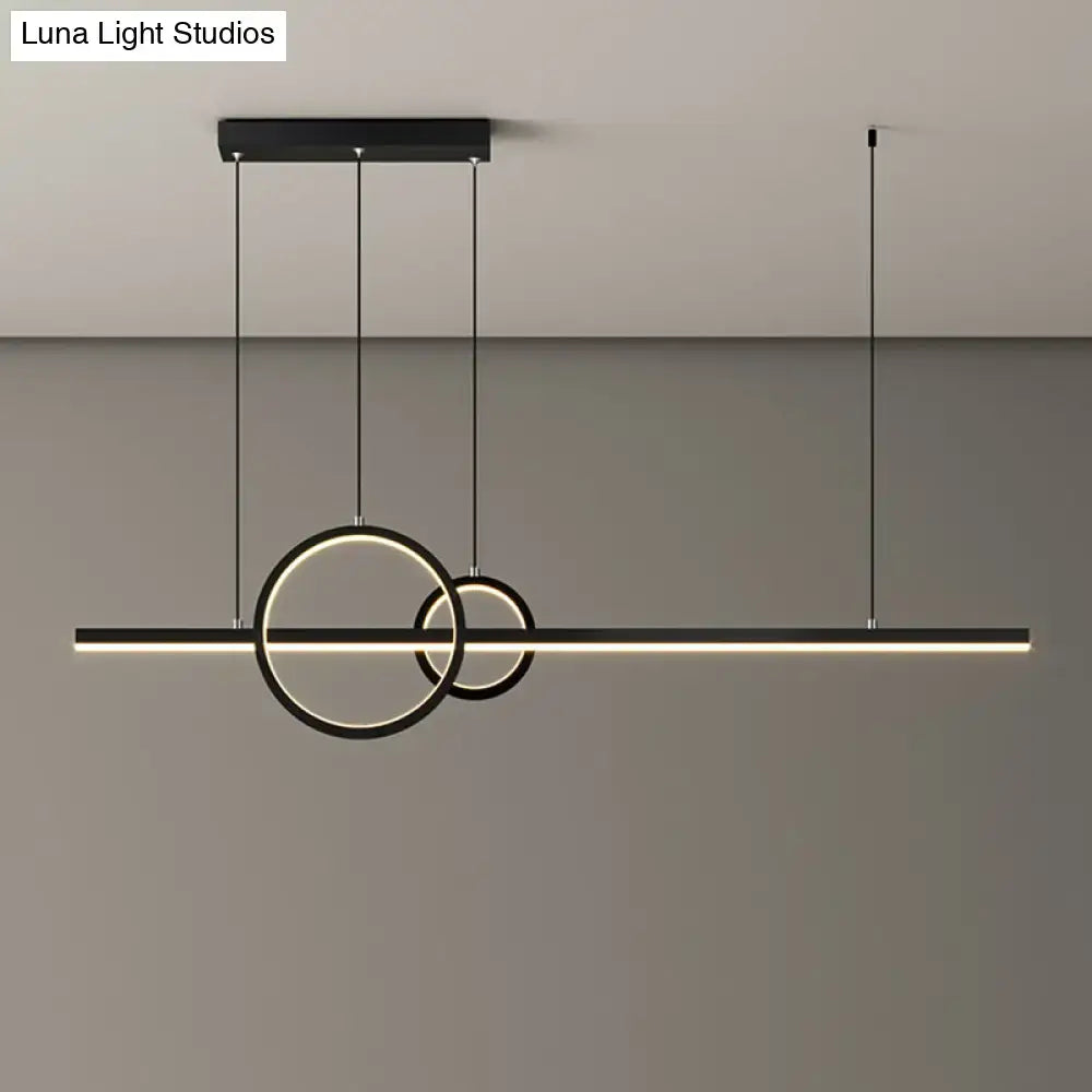 DecorBites™ minimalistic black acrylic ceiling light with sleek circular rings and horizontal LED strip for dining room