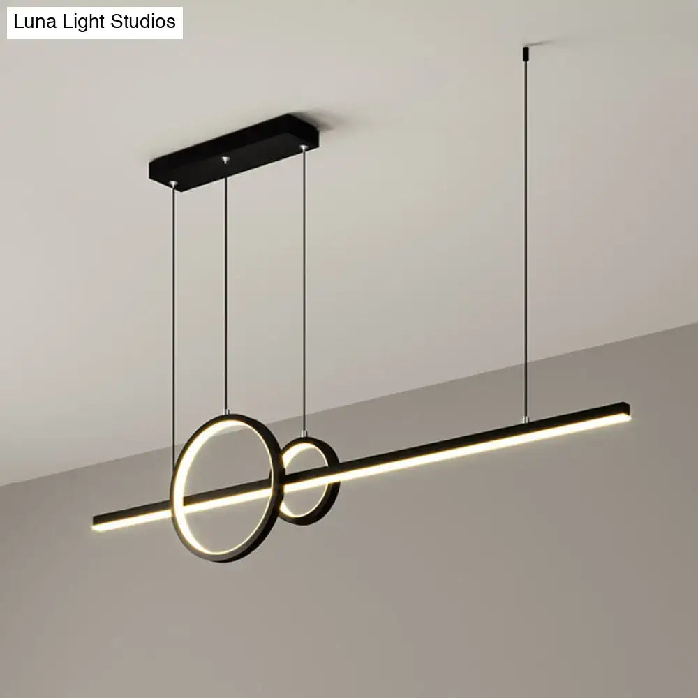 DecorBites™ minimalistic black acrylic ceiling light with sleek circular rings and linear led bar for dining room