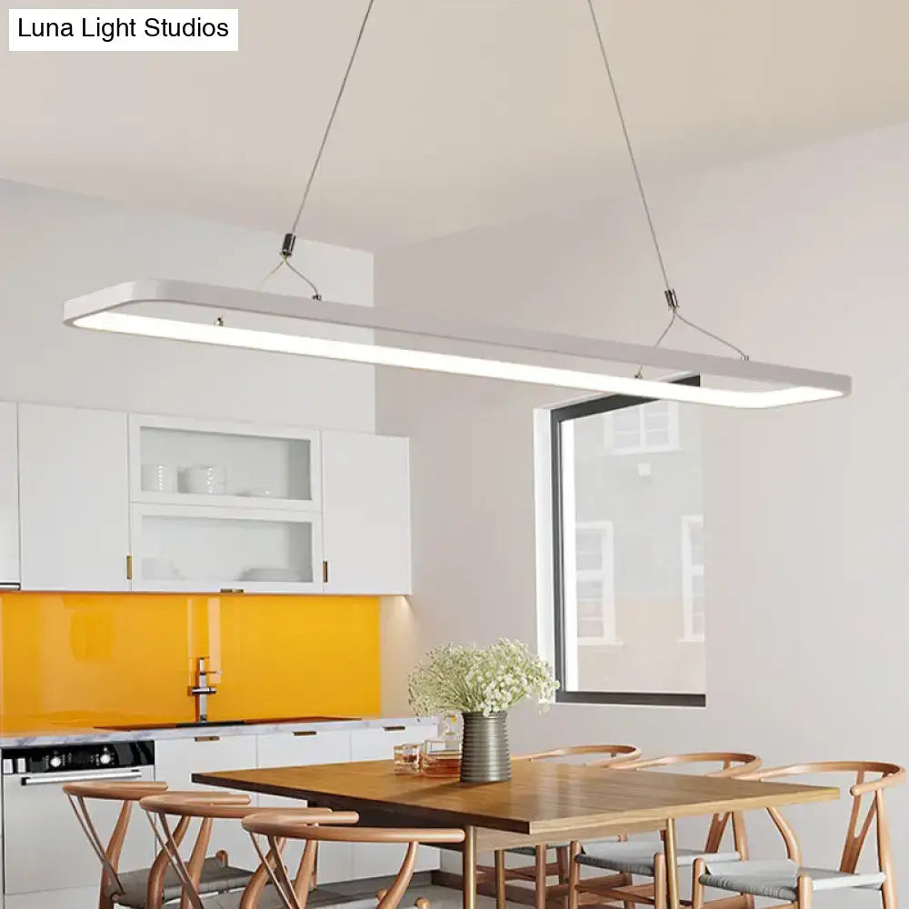 DecorBites™ minimalistic white rectangular LED pendant light with acrylic shade and metallic suspension warm white 110v-120v 220v-240v