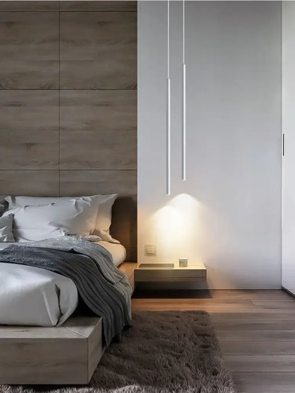 DecorBites™ modern 2cm led pendant lights with sleek white cylindrical bodies and warm focused illumination for kitchen island