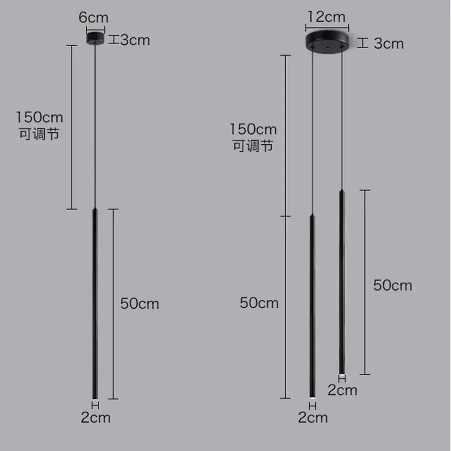 Decorbites modern black minimalist 2cm led pendant light with adjustable hanging length for kitchen island lighting