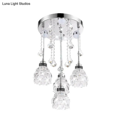 Decorbites modern 4-head pendant light with chrome finish and crystal shade glass pendants for 220v-240v 110v-120v use