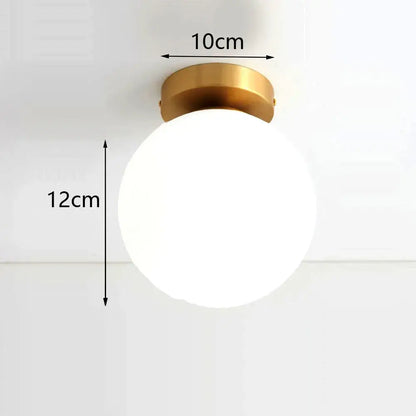 Decorbites modern acrylic ball ceiling light with frosted white glass globe and polished brass mounting ring