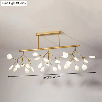 Gold-toned modern firefly island pendant with acrylic frosted globe lights for dining room ceiling decor