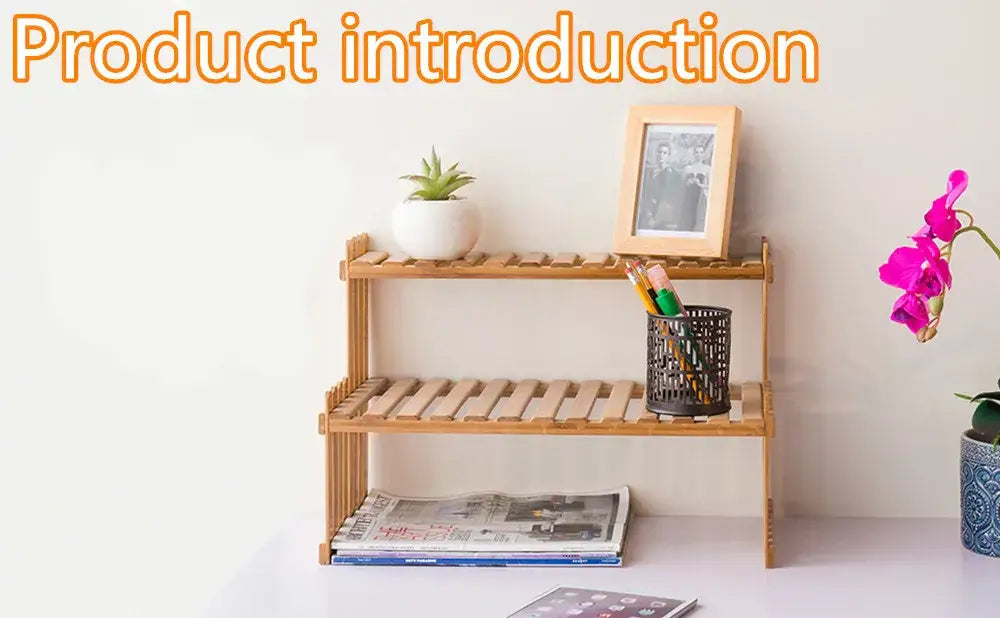 Light brown bamboo three-tier plant display stand with slatted design for modern plant display by decorbites