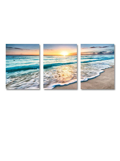 Modern Beach Sunset Canvas Wall Art Set - 3pcs / 20x30cm No Frame - Posters