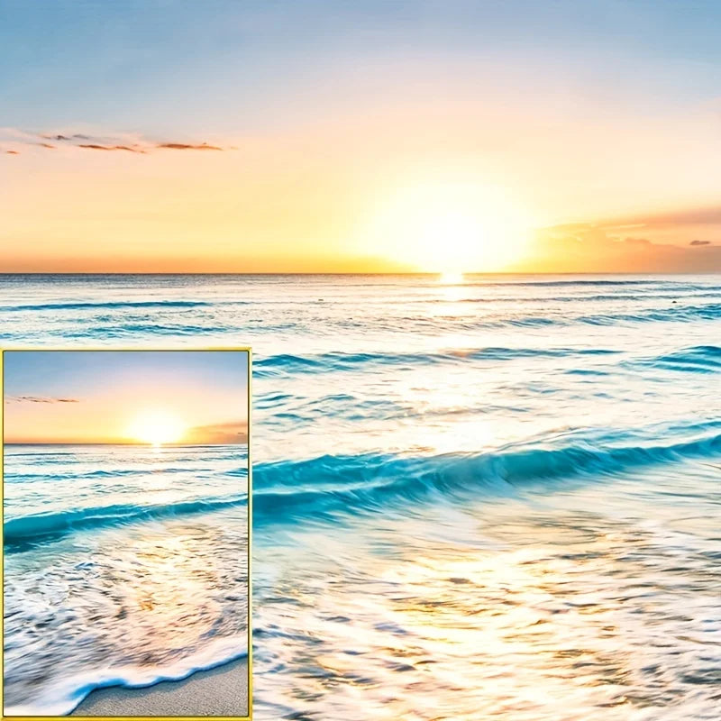 Modern Beach Sunset Canvas Wall Art Set - Posters