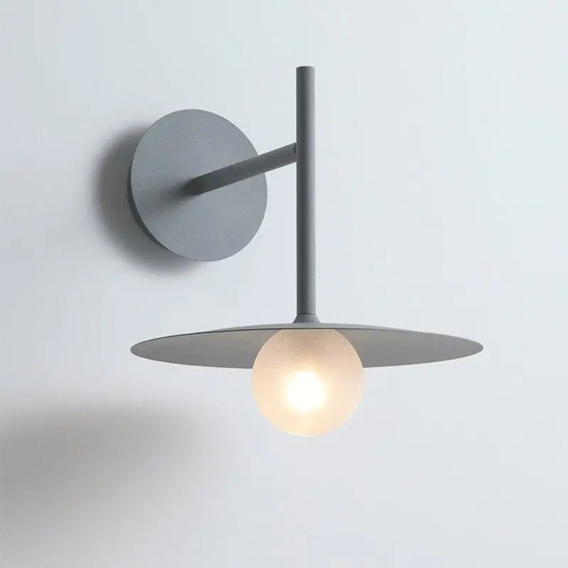 Decorbites™ modern bedside wall light with minimalist gray metal design and frosted glass bulb shade