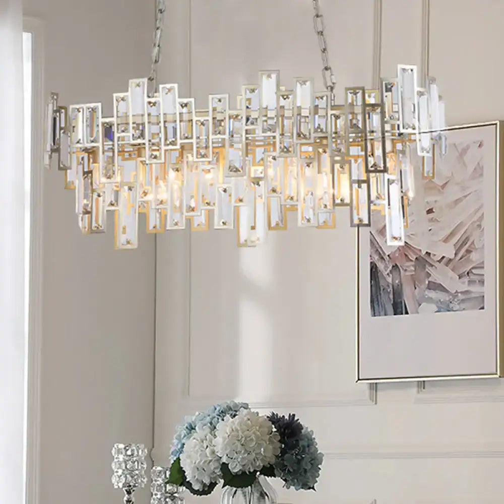 DecorBites modern black and gold light fixture with clear crystal bars and e26 e27 island lighting functionality